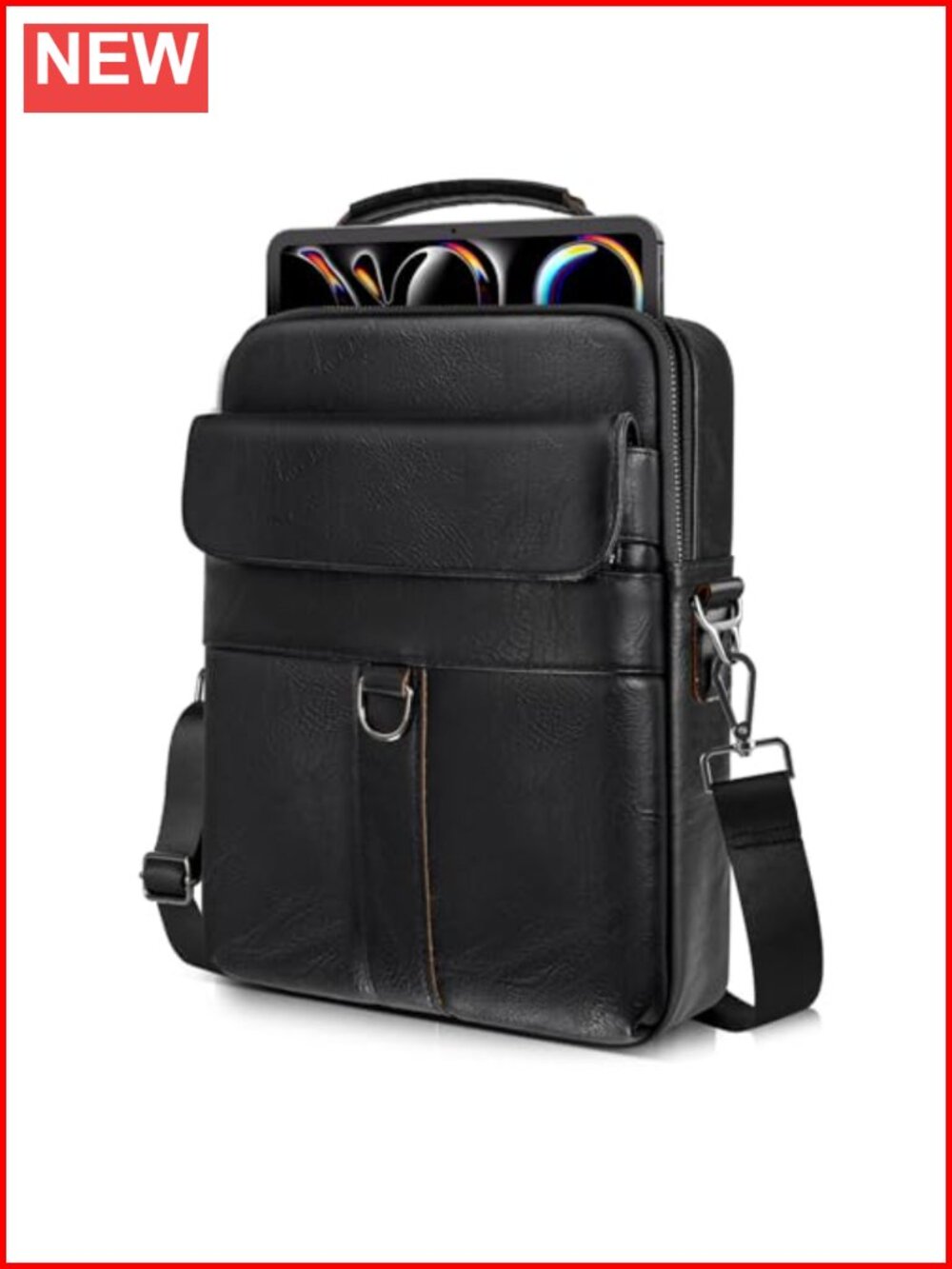 PU Leather Laptop Shoulder Bag for MacBook Air 13, iPad Pro 13, Messenger Bag